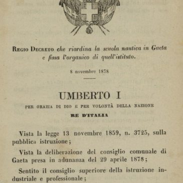 Documenti antichi su Gaeta: REGIO DECRETO del 8 novembre 1878 sulla scuola Nautica