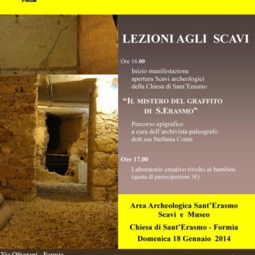 Formia: apertura straordinaria degli scavi archeologici di Sant’Erasmo