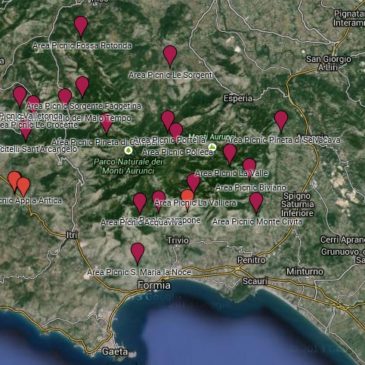 Ecco la Mappa delle aree da picnic nella zona dei Monti Aurunci