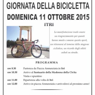 Itri: Giornata della bicicletta. Domenica 11 Ottobre