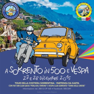 Gaeta: Fiat 500 e Vespe in tour a Sorrento 