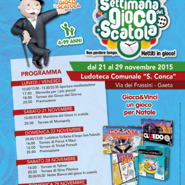 Gaeta: Settimana del Gioco in scatola V edizione  21 – 29 novembre 2015