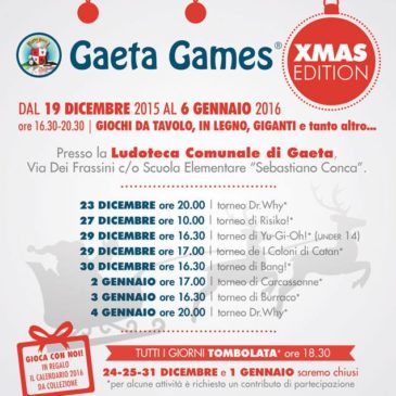 Gaeta Games: edizione Natale 2015 presso la Ludoteca Comunale
