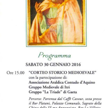 Gaeta: IX Rievocazione di Gelasio II Papa Gaetano / 30 Gennaio 2016