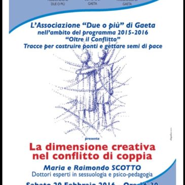 Gaeta: incontro sul tema “La dimensione creativa del conflitto di coppia”