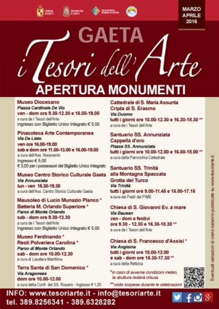 Gaeta: Orari di apertura musei e monumenti mesi di Marzo e Aprile