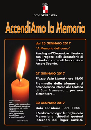 Accendiamo la Memoria: gli eventi a Gaeta per non dimenticare ….