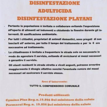 Gaeta: questa sera disinfestazione su tutto il territorio. 