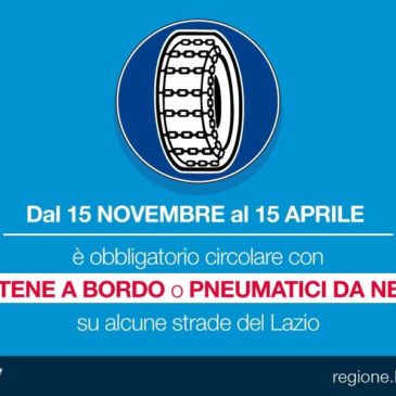 Auto: Obbligo di catene o pneumatici invernali. Da oggi 15 Novembre