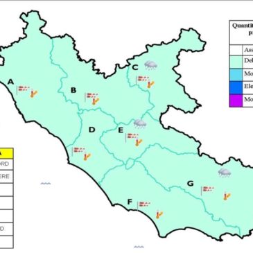 Lazio: Allerta meteo per martedì e mercoledì 16 e 17 con raffiche di vento