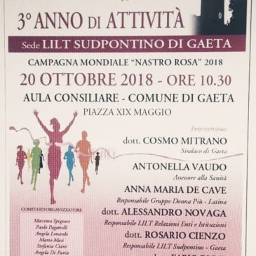 La sede LILT  di Gaeta compie 3 anni: continua l’attività di prevenzione